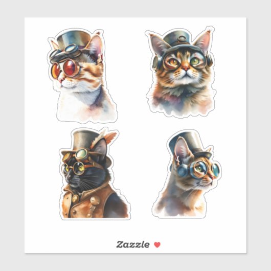 Stoomstijlkatten Sticker (Vel)