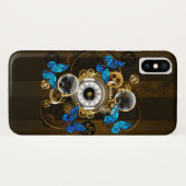 Stoomstijltandwielen en Blauwe Vlinders Case-Mate iPhone Case (Achterkant (horizontaal))