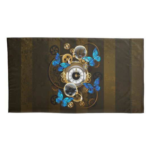 Stoomstijltandwielen en Blauwe Vlinders Kussensloop (Achterkant-Rechts)