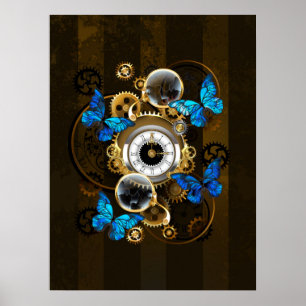 Stoomstijltandwielen en Blauwe Vlinders Poster
