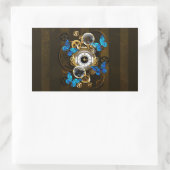 Stoomstijltandwielen en Blauwe Vlinders Rechthoekige Sticker (Tas)