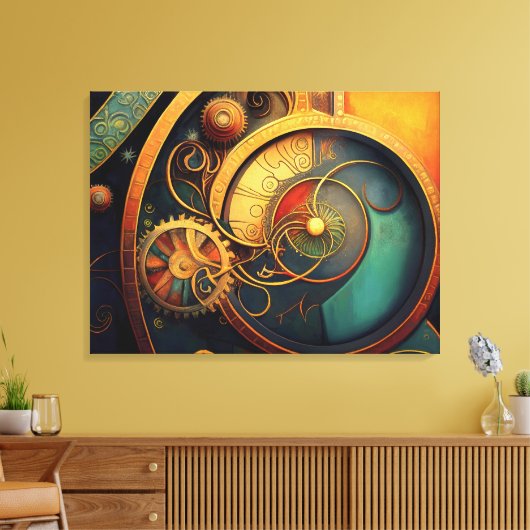 Stoomtech Abstract Klokontwerp Canvas Afdruk (Insitu (Woonkamer))