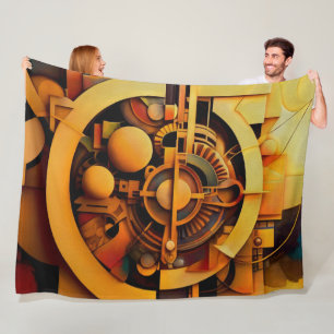 Stoomtech Gouden Mechanisme Abstract Fleece Deken