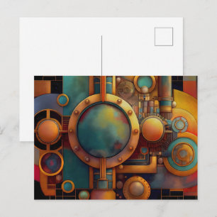 Stoomtech Industriële Geometrische Kunst Briefkaart