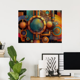 Stoomtech Industriële Geometrische Kunst Poster
