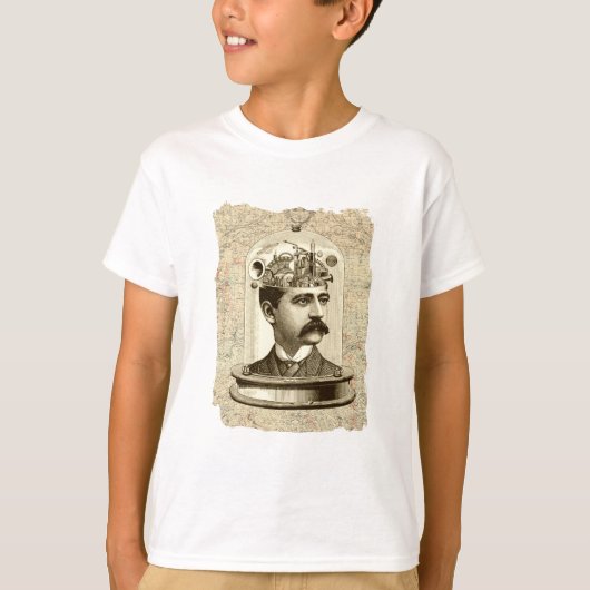 Stoomtech- klokwerk-hersenhoofd in pot t-shirt (Voorkant)
