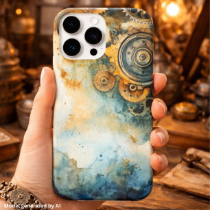 Stoomtech-tandwielen Aquarel – Vintage Industrieel iPhone 15 Pro Max Hoesje