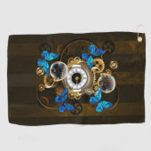 Stoomtech-tandwielen en Blauwe Vlinders Golfhanddoek (Horizontaal)