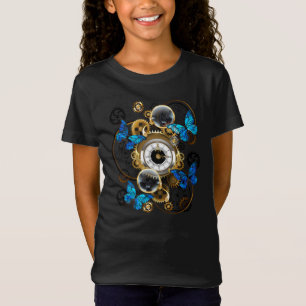 Stoomtech-tandwielen en blauwe vlinders t-shirt
