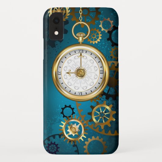 Stoomtech turquoise achtergrond met tandwielen Case-Mate iPhone case (Achterkant)