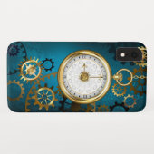 Stoomtech turquoise achtergrond met tandwielen Case-Mate iPhone case (Achterkant (horizontaal))