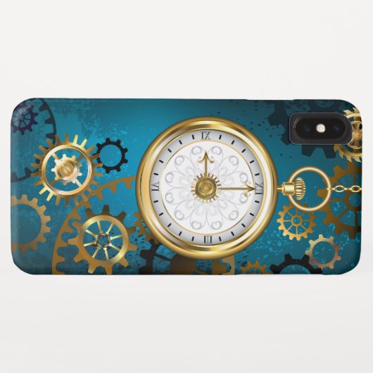 Stoomtech turquoise achtergrond met tandwielen Case-Mate iPhone case (Achterkant (horizontaal))