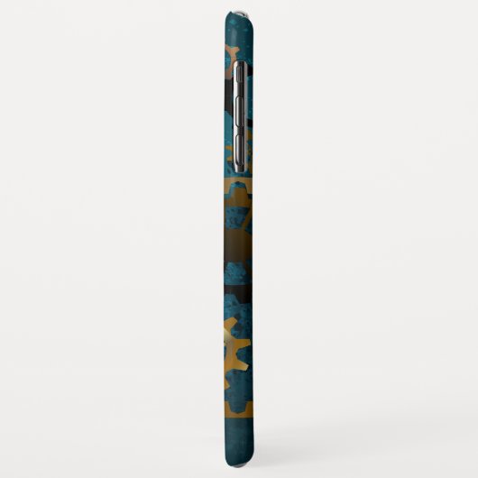 Stoomtech turquoise achtergrond met tandwielen Case-Mate iPhone case (Achterkant/links)