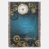 Stoomtech turquoise Achtergrond met Tandwielen Deken (Voorkant Verticaal)