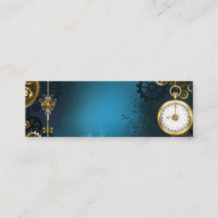 Stoomtech turquoise Achtergrond met Tandwielen Mini Visitekaartje