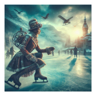 Stoomtech Victoriaans Fantasie Winterboodschapper Foto Afdruk