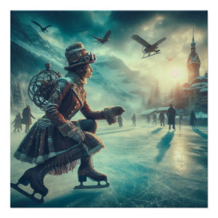 Stoomtech-Victoriaanse Fantasy Winterboodschapper Perfect Poster