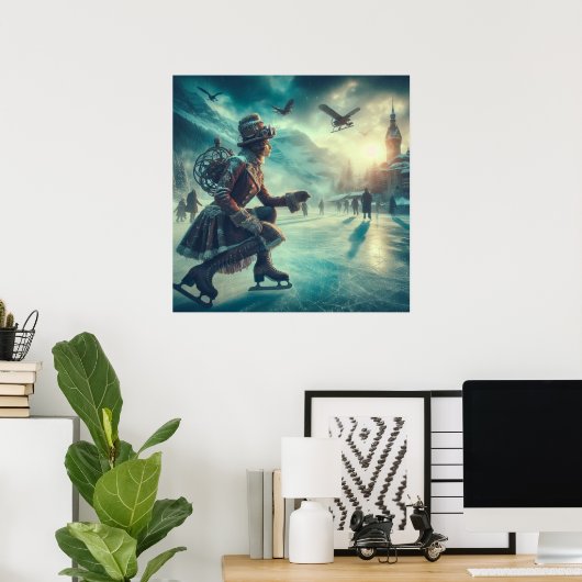 Stoomtech-Victoriaanse Fantasy Winterboodschapper Poster (Thuiskantoor)