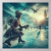 Stoomtech-Victoriaanse Fantasy Winterboodschapper Poster (Voorkant)