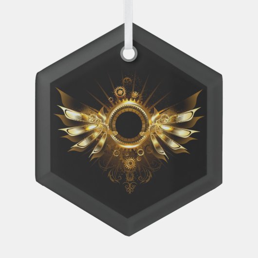 Stoomtech vleugels glas ornament (Voorkant)