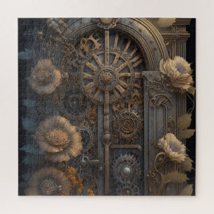 Stoomtechdeur met bloemen legpuzzel