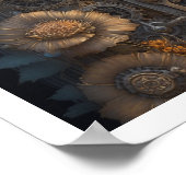 Stoomtechdeur met bloemen poster (Hoek)