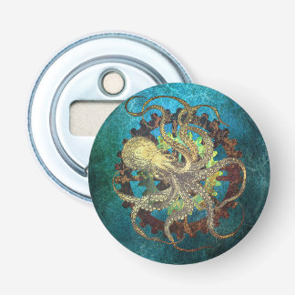 Stoomtechinkt Octopus & Tandwielmechaniek  Button Flesopener