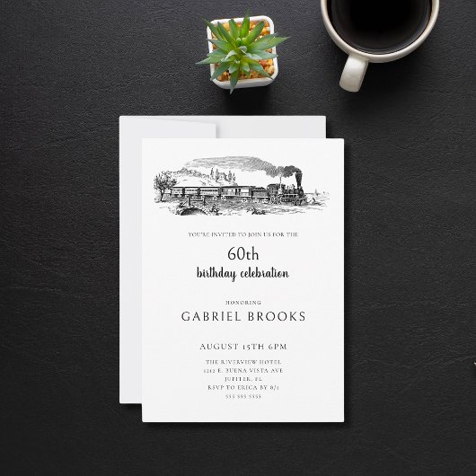  stoomtrein 60ste verjaardagsfeest kaart