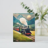 stoomtrein briefkaart (Staand voorkant)