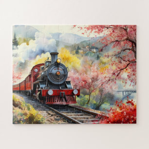 Stoomtrein Dromen Landschap Aquarel Kunstwerk j Legpuzzel