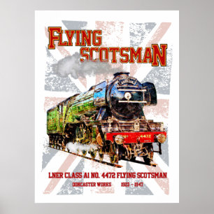 Stoomtrein Flying Scotsman Engelse Locomotief Poster