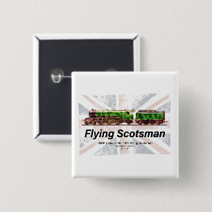 Stoomtrein Flying Scotsman Engelse locomotief Vierkante Button 5,1 Cm