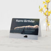 stoomtrein Happy Birthday Kaart (Gele Bloem)