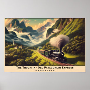 stoomtrein in de Patagonische bergen Poster