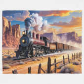 Stoomtrein in de woestijn fleece deken (Voorkant (Horizontaal))