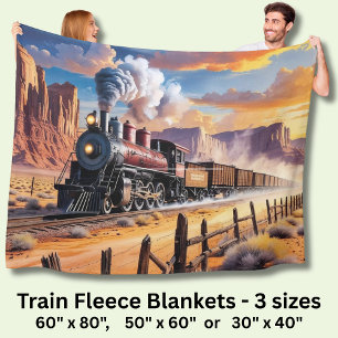 Stoomtrein in de woestijn fleece deken
