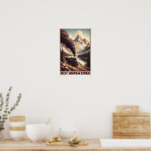 stoomtrein in een berglandschap poster (Keuken)