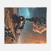 Stoomtrein in een Storm Fleece Deken (Voorkant (Horizontaal))