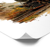  stoomtrein landschapsillustratie Klein Poster (Hoek)