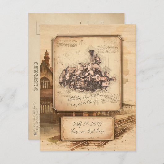  stoomtrein / locomotief Art. Driver Gift Briefkaart (Voorkant / Achterkant)