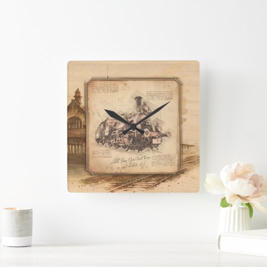 stoomtrein / locomotief Art. Driver Gift Vierkante Klok (Huis)