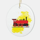 Stoomtrein met Waterverf Achtergrondontwerp Keramisch Ornament (Links)