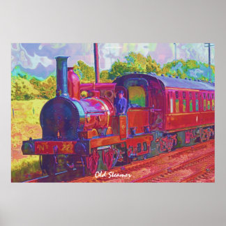  stoomtrein Moderne verf op een Poster