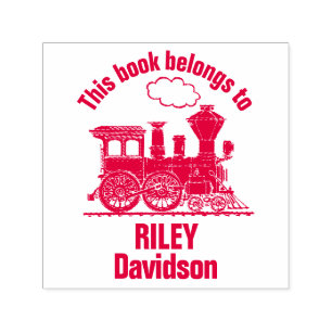 Stoomtrein naam kinder bibliotheekstempel  zelfinktende stempel