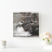 stoomtrein op maat vierkante klok (Huis)