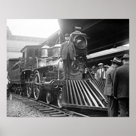 Stoomtrein op station, 1923.  foto poster (Voorkant)