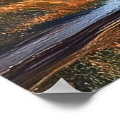 Stoomtrein racet de heuvel op bij Sunset, Railroad Poster (Hoek)