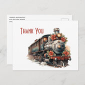 stoomtrein retro kerst dank u briefkaart (Voorkant / Achterkant)
