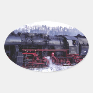 stoomtrein spoorweg locomotief station motor ovale sticker