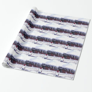stoomtrein spoorweglocomotief station motor cadeaupapier